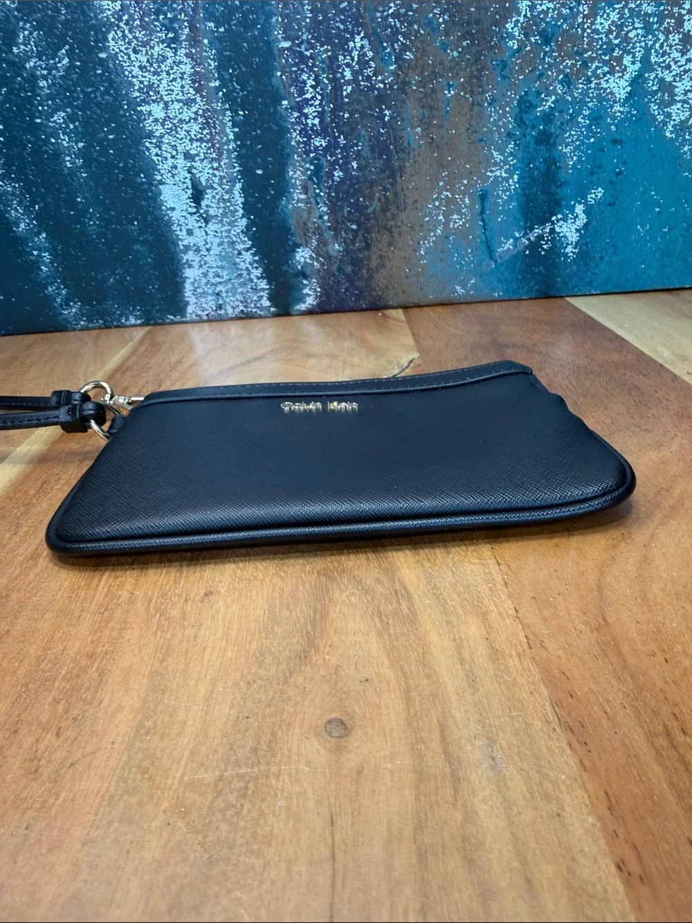 Calvin Klein 2010’s Minimalist Black Faux Leather Wristlet (EUC)